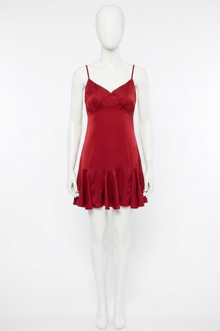 NEW LE LIS mini slip dress in crimson red